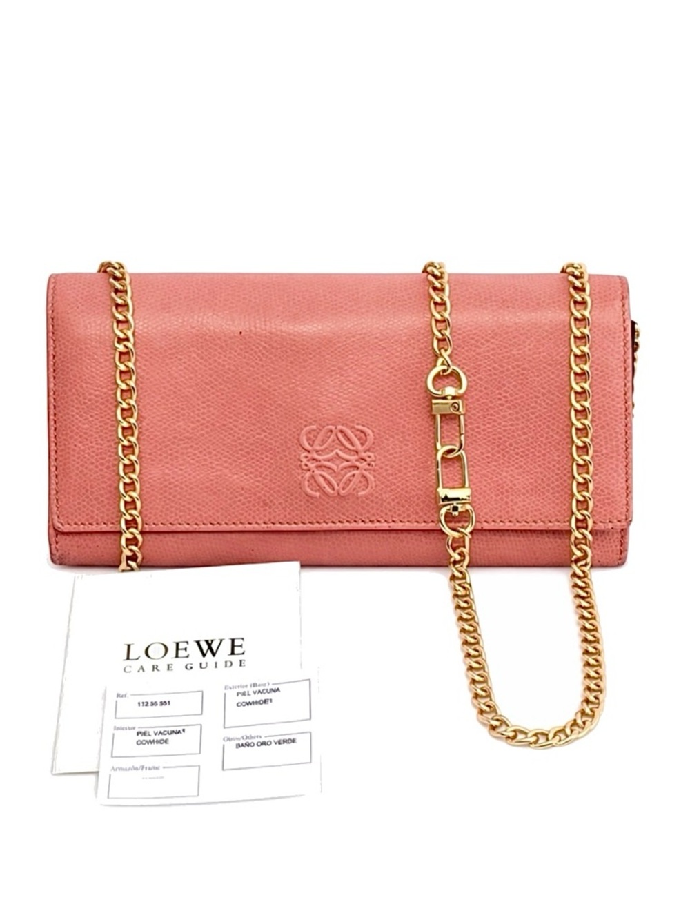 LOEWE Anagram Pink Pebbled Calfskin Leather Continental Wallet RETAIL $990+